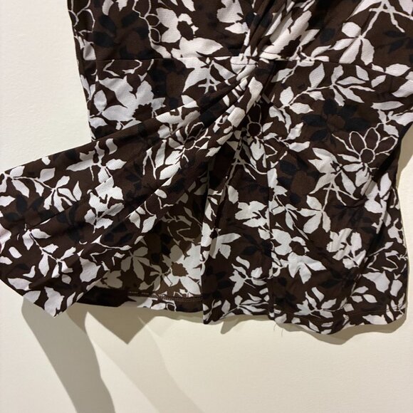 Liz Claiborne Brown & White Sleeveless Floral Blouse - Women's S - Picture 10 of 11